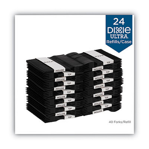 Dixie SmartStock Plastic Cutlery Refill, Series-O, Heavyweight Fork, Black, 40/Pack, 24 Packs/Carton (SSPFH51)