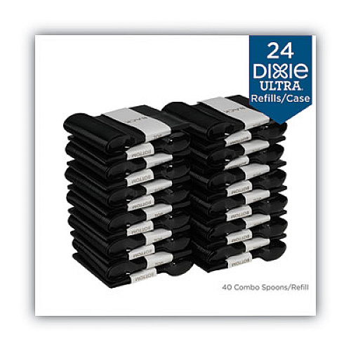 Dixie SmartStock Plastic Cutlery Refill, Series-O, Mediumweight Spoon, Black, 40/Pack, 24 Packs/Carton (SSS51)