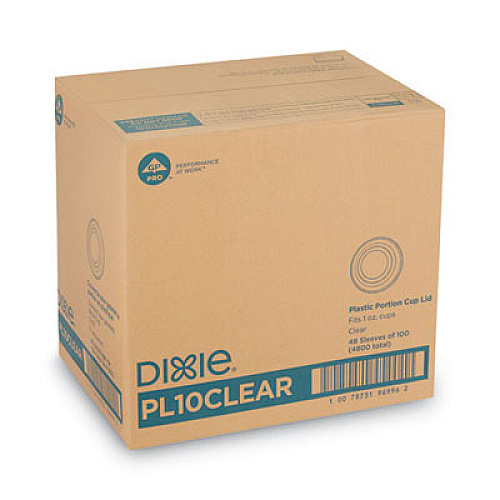 Dixie Plastic Portion Cup Lid, Fits 1 oz Portion Cups, Clear, 4,800/Carton (PL10CLEAR)