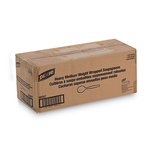 Dixie Individually Wrapped Mediumweight Polystyrene Cutlery, Soup Spoon, White, 1,000/Carton (SM23C7)