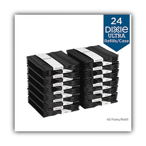 Dixie SmartStock Plastic Cutlery Refill, Series-O, Mediumweight Fork, Black, 40/Pack, 24 Packs/Carton (SSF51)
