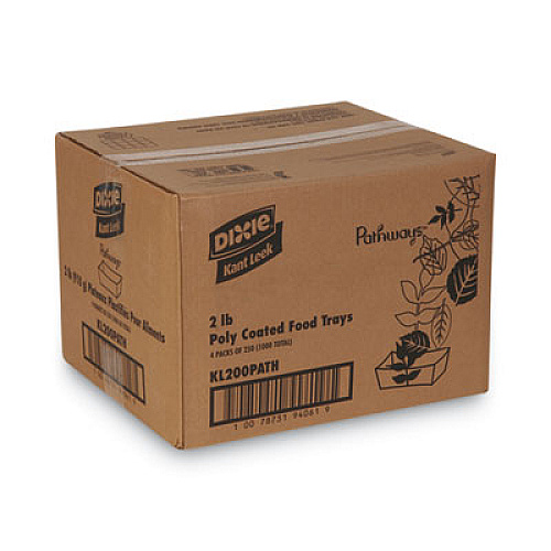 Dixie Kant Leek Polycoated Paper Food Tray, 2 lb Capacity, 5 x 6.69 x 1.6, Pathways, 1,000/Carton (KL200PATH)
