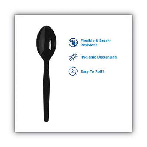 Dixie SmartStock Plastic Cutlery Refill, Series-O, Heavyweight Spoon, Black, 40/Pack, 24 Packs/Carton (SSPSH51)