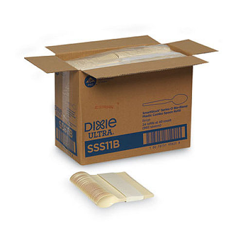 Dixie SmartStock Plastic Cutlery Refill, Series-O, Mediumweight Spoon, Beige, 40/Pack, 24 Packs/Carton (SSS11B)