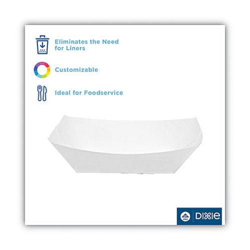 Dixie Kant Leek Polycoated Paper Food Tray, 3 lb Capacity, 5.88 x 8.4 x 2, White, 250/Pack, 2/Pack/Carton (KL300W8)