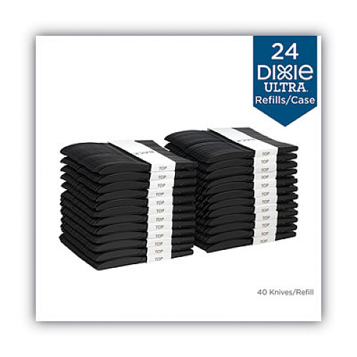 Dixie SmartStock Plastic Cutlery Refill, Series-O, Mediumweight Knife, Black, 40/Pack, 24 Packs/Carton (SSK51)