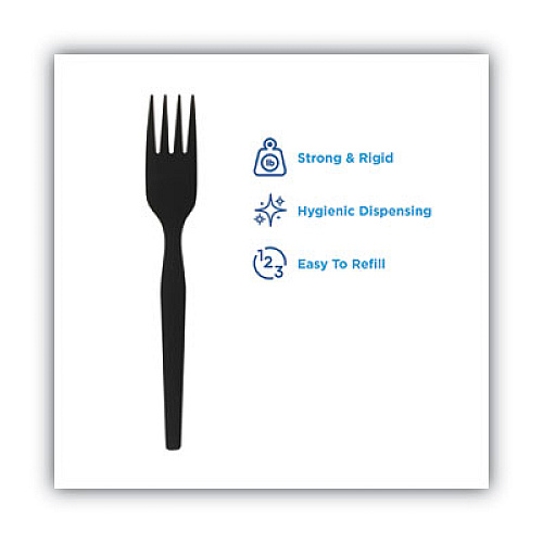 Dixie SmartStock Plastic Cutlery Refill, Series-O, Mediumweight Fork, Black, 40/Pack, 24 Packs/Carton (SSF51)