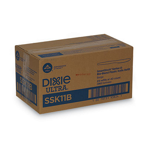 Dixie SmartStock Plastic Cutlery Refill, Series-O, Mediumweight Knife, Beige, 40/Pack, 24 Packs/Carton (SSK11B)