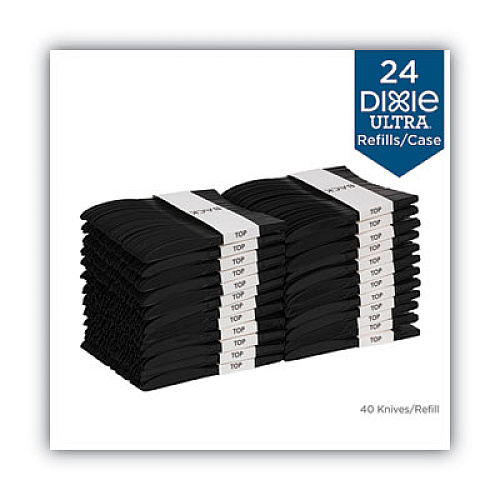 Dixie SmartStock Plastic Cutlery Refill, Series-O, Heavyweight Knife, Black, 40/Pack, 24 Packs/Carton (SSPKH51)