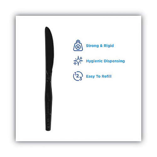 Dixie SmartStock Plastic Cutlery Refill, Series-O, Mediumweight Knife, Black, 40/Pack, 24 Packs/Carton (SSK51)