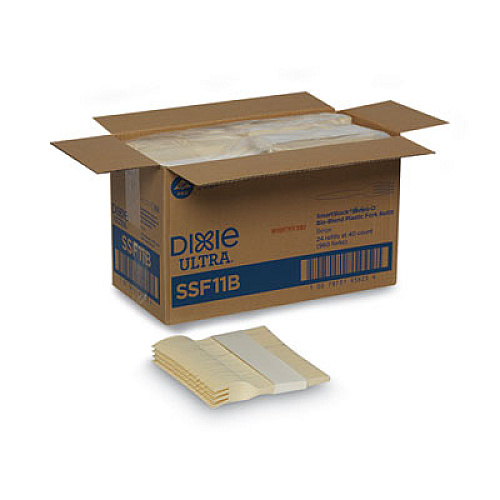 Dixie SmartStock Plastic Cutlery Refill, Series-O, Mediumweight Fork, Beige, 40/Pack, 24 Packs/Carton (SSF11B)