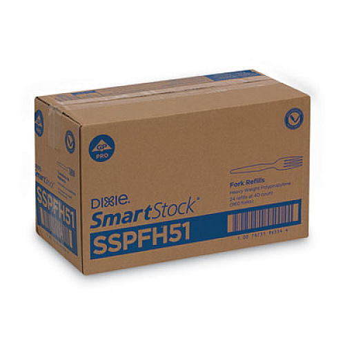 Dixie SmartStock Plastic Cutlery Refill, Series-O, Heavyweight Fork, Black, 40/Pack, 24 Packs/Carton (SSPFH51)