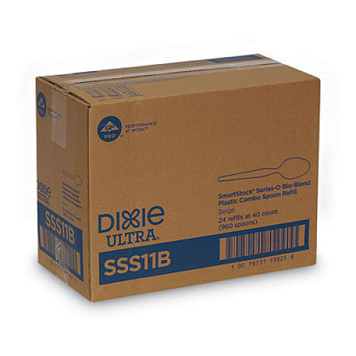 Dixie SmartStock Plastic Cutlery Refill, Series-O, Mediumweight Spoon, Beige, 40/Pack, 24 Packs/Carton (SSS11B)