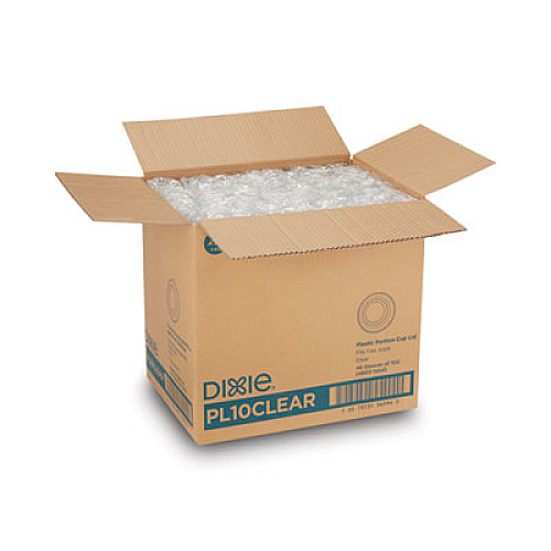 Dixie Plastic Portion Cup Lid, Fits 1 oz Portion Cups, Clear, 4,800/Carton (PL10CLEAR)