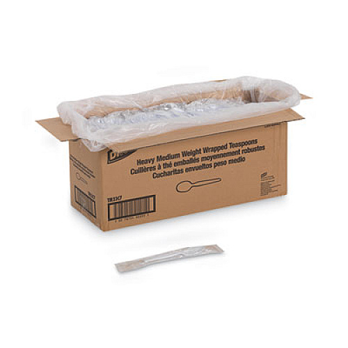 Dixie Individually Wrapped Mediumweight Polystyrene Cutlery, Spoon, Plastic, White, 1,000/Carton (TM23C7)