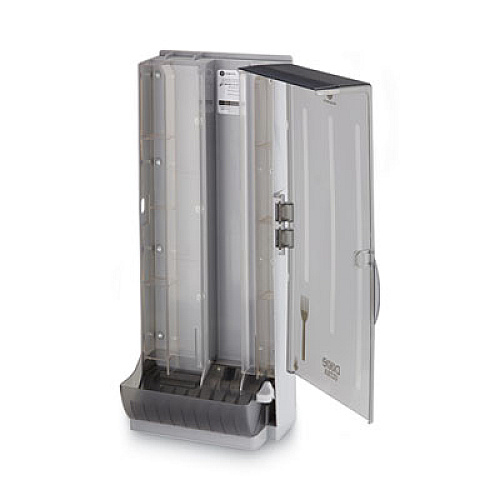Dixie SmartStock Dining Utensil Dispenser, Holds 120 Forks, 10 x 8.78 x 24.75, Smoke (SSFPD120)