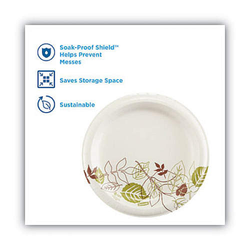 Dixie Pathways Soak-Proof Shield Medium Wt Paper Plates, 8 1/2", Dispenser Box, 600/ct (UX9PATHPBCT)