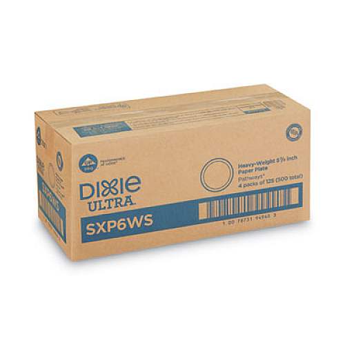Dixie Pathways Soak Proof Shield  Heavyweight Paper Plates, WiseSize, 5.88" dia, Green/Burgundy, 500/Carton (SXP6WS)
