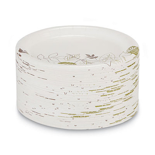 Dixie Pathways Soak-Proof Shield Mediumweight Paper Plates, 6.88" dia, Green/Burgundy, 125/Pack, 8 Packs/Carton (UX7PATH)