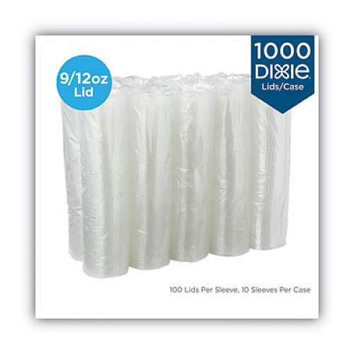 Dixie Cold Drink Cup Lids, Fits 9 oz to 12 oz Cold Cups, Plastic, Clear, 100/Sleeve, 10 Sleeves/Carton (CL912PET)