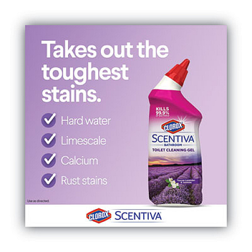 Clorox Scentiva Manual Toilet Bowl Cleaner, Tuscan Lavender and Jasmine, 24 oz, 6/Carton (31786)