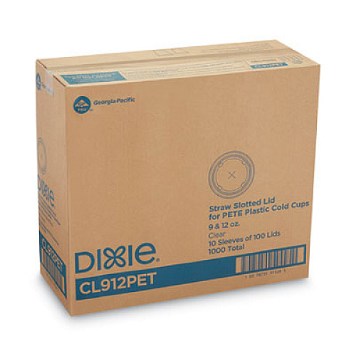 Dixie Cold Drink Cup Lids, Fits 9 oz to 12 oz Cold Cups, Plastic, Clear, 100/Sleeve, 10 Sleeves/Carton (CL912PET)