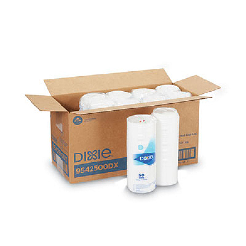 Dixie Dome Lid, Fits 10 oz to 16 oz PerfecTouch Hot Cups/12 oz to 20 oz WiseSize Hot Cups, Plastic, White, 500/Carton (9542500DXCT)