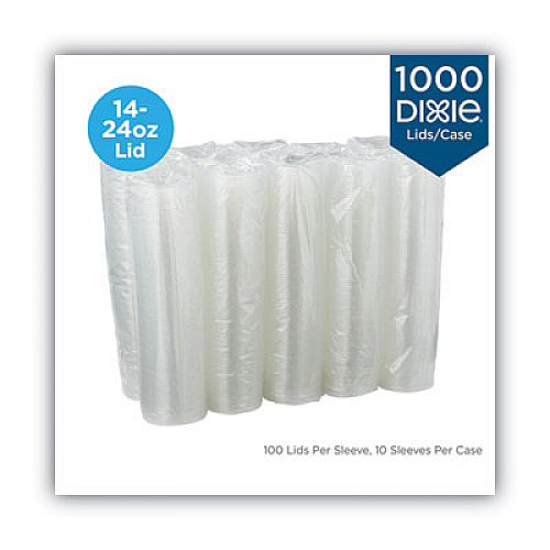 Dixie Cold Drink Cup Lids, Fits 16 oz Plastic Cold Cups, Clear, 100/Sleeve, 10 Sleeves/Carton (CL1424PET)