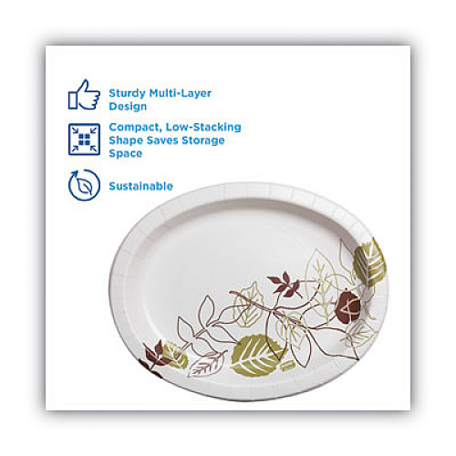 Dixie Pathways Heavyweight Oval Platters, 8.5 x 11, Green/Burgundy, 125/Pack (SX11PLPATHPK)