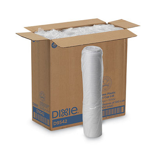 Dixie Dome Drink-Thru Lids, Fits 10 oz to 16 oz Hot Cups, Plastic, White, 1,000/Carton (D9542)