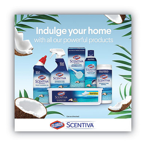 Clorox Scentiva Manual Toilet Bowl Cleaner, Pacific Breeze and Coconut, 24 oz Bottle, 6/Carton (31788)