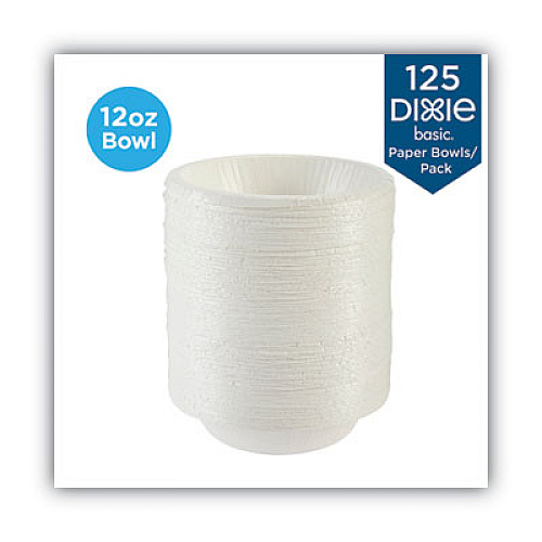 Dixie Paper Dinnerware, Bowls, White, 12 oz, 125/Pack (DBB12WPK)