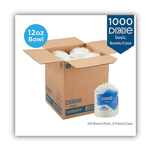 Dixie Basic Paper Dinnerware, Bowls, 12oz, White, 1000/carton (DBB12WCT)