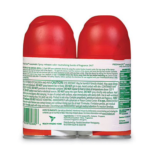 Air Wick Freshmatic Ultra Spray Refill, Apple Cinnamon Medley, 5.89 oz Aerosol Spray, 2/Pack (82680PK)