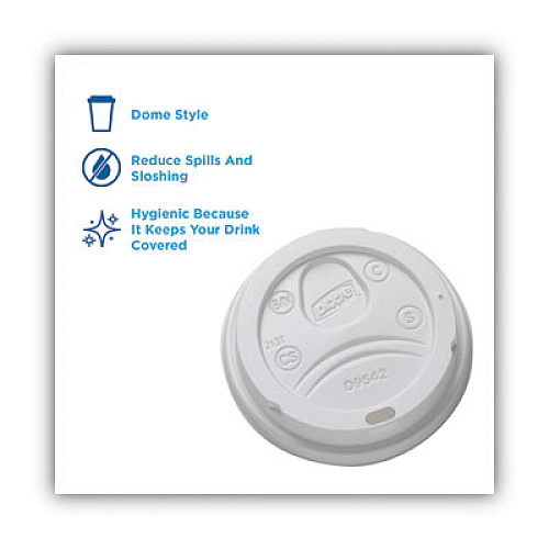 Dixie Dome Drink-Thru Lids, Fits 10 oz to 16 oz Hot Cups, Plastic, White, 1,000/Carton (D9542)