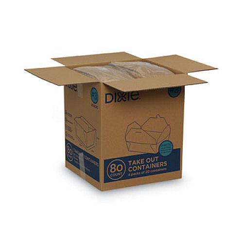 Dixie Reclosable One-Piece Natural-Paperboard Take-Out Box, 8.5 x 6.25 x 2.5, Brown, 20/Pack, 4 Packs/Carton (3TOCSC)