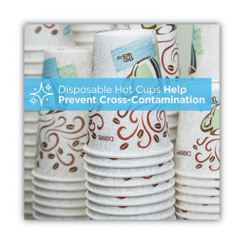 Dixie PerfecTouch Paper Hot Cups and Lids Combo, 10 oz, Coffee Haze Design, 50/Pack, 6 Packs/Carton (5310CMB600CT)