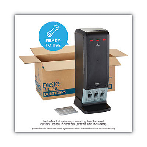 Dixie SmartStock Tri-Tower Dispenser, Holds Forks/Knives/Spoons, 13.16 x 16.07 x 31.03, Black/Gray (DUSSTDSP3)