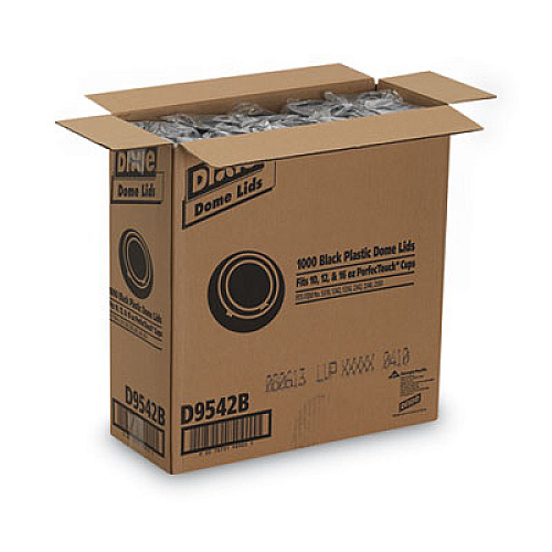 Dixie Drink-Thru Lids, Fits 10 oz to 20 oz Hot Cups, Plastic, Black, 1,000/Carton (D9542B)