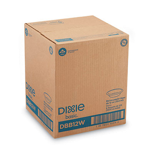 Dixie Basic Paper Dinnerware, Bowls, 12oz, White, 1000/carton (DBB12WCT)