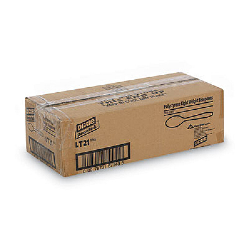 Dixie Lightweight Polystyrene Cutlery, Teaspoon, White, 1,000/Carton (LT21)