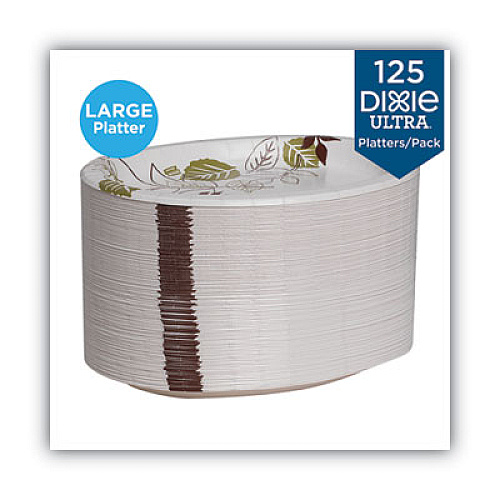 Dixie Pathways Heavyweight Oval Platters, 8.5 x 11, Green/Burgundy, 125/Pack (SX11PLPATHPK)