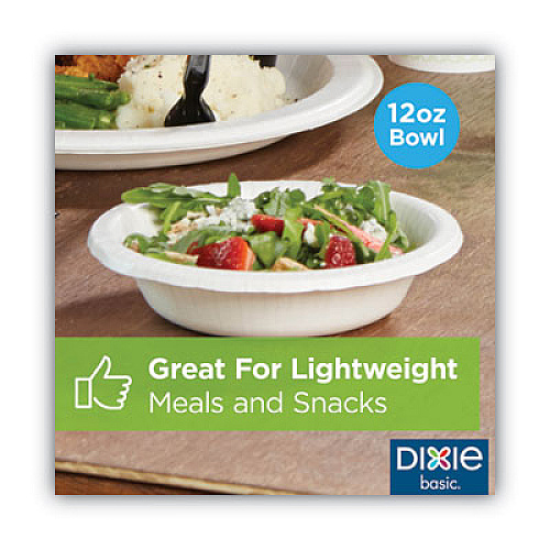 Dixie Paper Dinnerware, Bowls, White, 12 oz, 125/Pack (DBB12WPK)