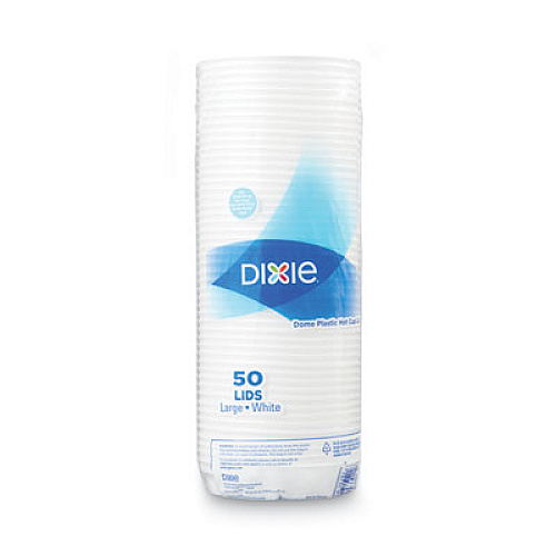 Dixie Dome Drink-Thru Lids, Fits 10 oz to 16 oz PerfecTouch Hot Cups/12 oz to 20 oz WiseSize Hot Cups, Plastic, White, 50/Pack (9542500DXPK)