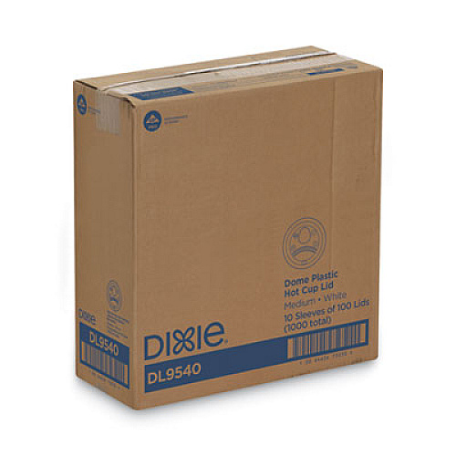 Sip-Through Dome Hot Drink Lids, Fits 10 oz Dixie Hot Cups, Plastic, White, 100/Pack, 10 Packs/Carton (DL9540CT)