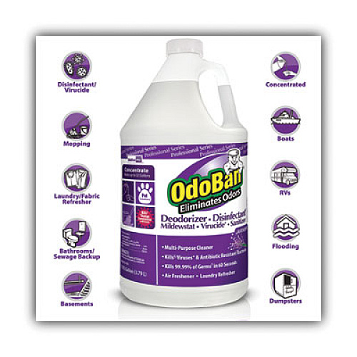 OdoBan Concentrate Odor Eliminator and Disinfectant, Lavender Scent, 1 gal Bottle, 4/Carton (911162G4)