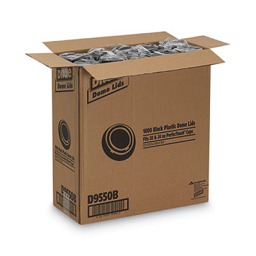 Dixie Sip-Through Dome Hot Drink Lids, Fits 20 oz to 24 oz Cups, Black, 100/Pack, 10 Packs/Carton (D9550B)