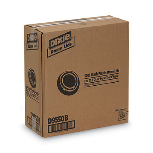 Dixie Sip-Through Dome Hot Drink Lids, Fits 20 oz to 24 oz Cups, Black, 100/Pack, 10 Packs/Carton (D9550B)