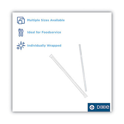 Dixie Wrapped Flex Straws, 7.75", Polypropylene, White, 10,000/Carton (FXW7)