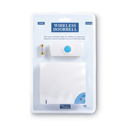 Tatco Wireless Doorbell, Battery Operated, 1.38 x 0.75 x 3.5, Bone (57910)